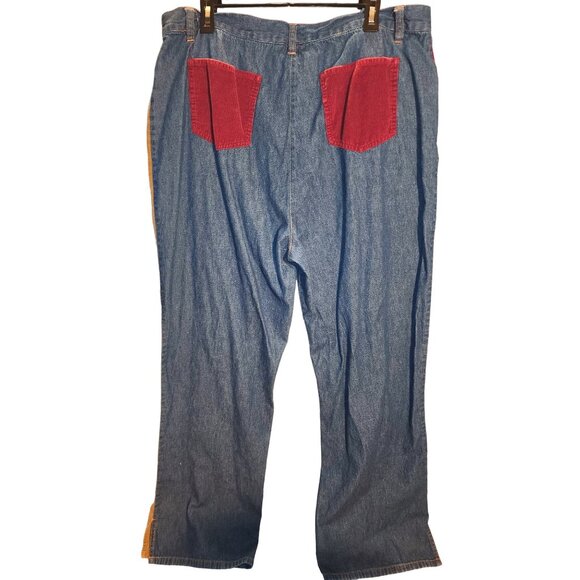 Vintage 20T Denim Pants With Corduroy Stripes Pockets - Picture 2 of 9